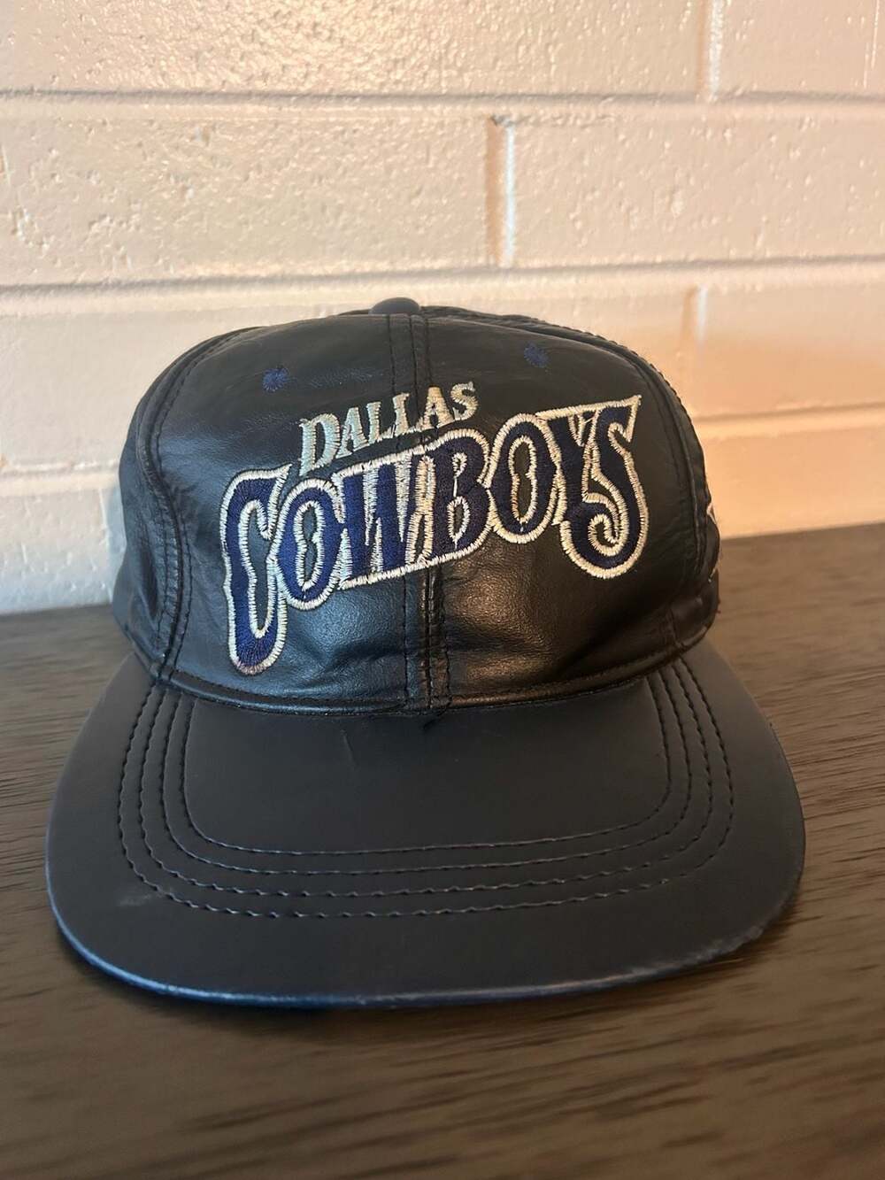 Vintage NFL Dallas Cowboys Leather Snapback Hat Cap Made In USA